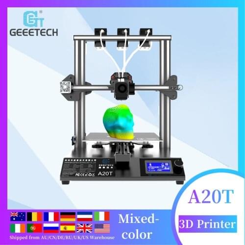 Geeetech A20T 3D Printer 3 in 1 out hotend Mix-color 3D Printer GT2560 V4.0 big print area 250x250x250mm FDM impresora 3d