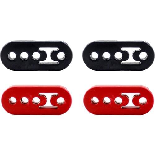 4Pcs 4-Hole Car Exhaust Hanger Rubber Tail Pipe Mount Bracket Hanger - 12mm Hole, Black and Red
