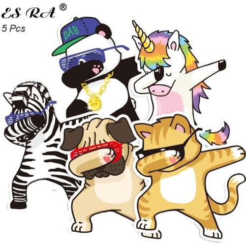 5 Pcs/Set Skateboard Laptop Luggage Stickers Sets Waterproof PVC Funny Hip-hop Animals Pegatinas For Pitcher Bottle book Decorat