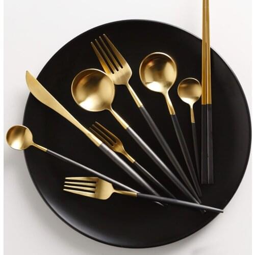 Hot Sale fourchettes couteaux cuilleres silverware guarda cubiertos Gold cutlery fork spoon knife dining giftbox set нож вилка
