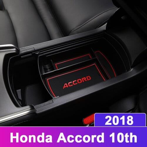 Car Central Armrest Box Storage Stowing Tidying Container Organizer Holder Case Tray AT For Honda Accord 10th 2018 Accessories