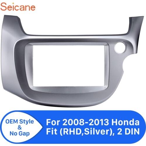 Seicane OEM 2 Din Car Stereo frame Panel audio Fascia for 2008 2009 2010 2011-2013 Honda Fit RHD Silver 173*98/178*100/178*102mm