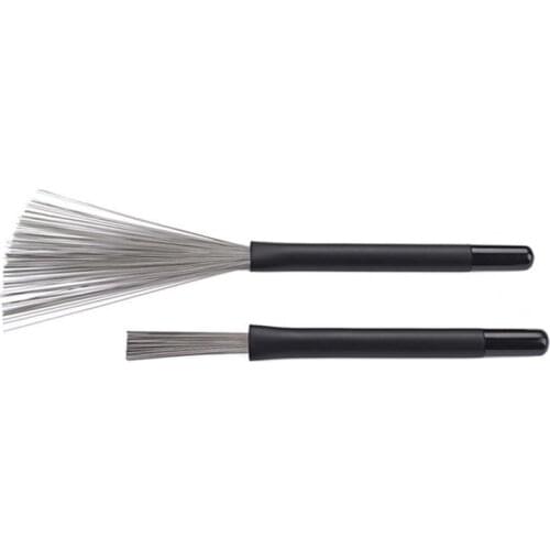 2Pcs Drum Brush Retractable Sturdy Stainless Steel Wear-resistant Drumsticks for Instrument Drum Brush Retractable Sturdy