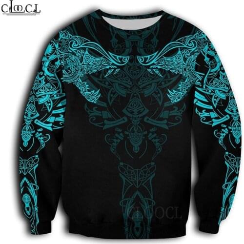 CLOOCL Geki & Freki Viking Wolf Turquoise Tattoo 3D Print Men Women Streetwear Sweatshirt Casual Tracksuit Drop Shipping