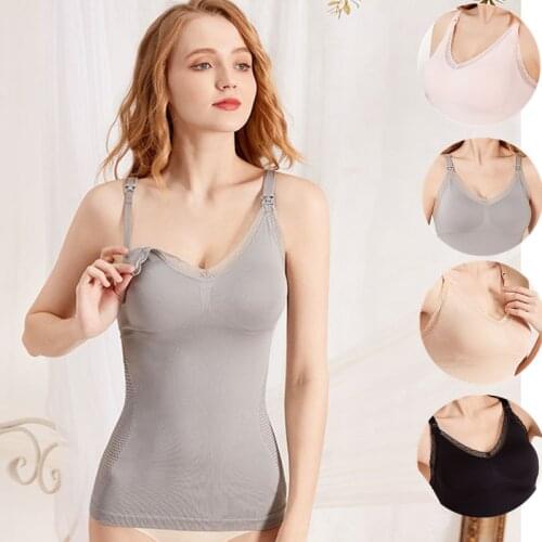 Maternity Camisoles for Breastfeeding Open Tank Top Underwear Womens Lace Vest Pregnant Lingerie Seamless Nursing Sling