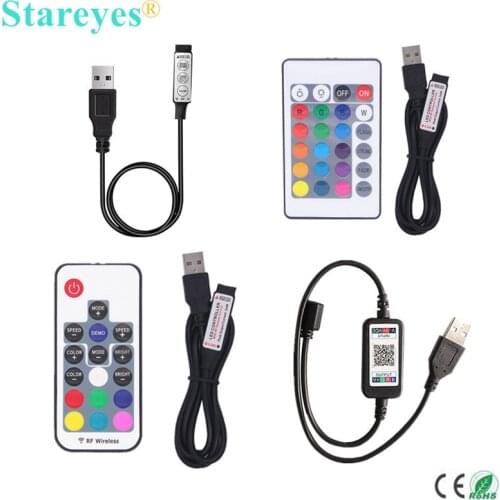 1 Piece DC5V USB LED RGB Controller Mini 3 Keys Dimmer IR 24 Keys RF 17 keys Bluetooth Wireless Remote Control for RGB LED Strip