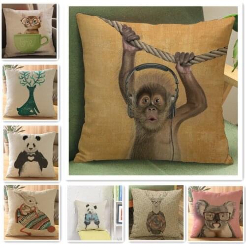 Animal cushion cover cat Panda Elk Rabbit Decorative Cushion Covers for Sofa Throw Pillow Chair Home Decor Pillow Case almofadas
