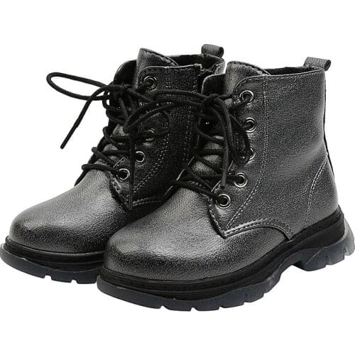 Kids Kids Lace Up Pink Martin Round toe Boots 2021 Popular Children Leather Mid-Calf Solid Fashion Winter Boots For Boys&Girls