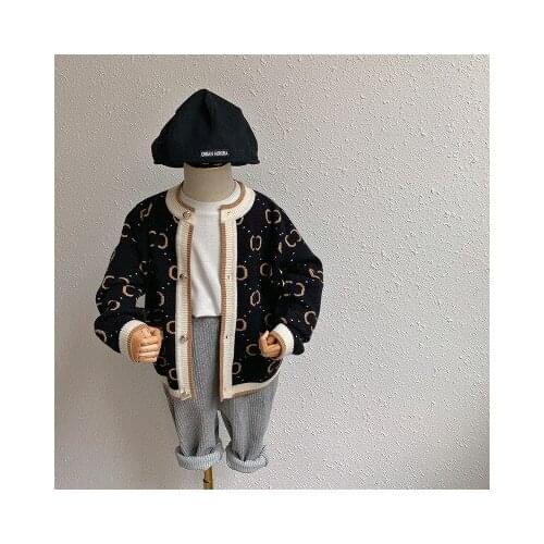 Childrens Cardigan Coats 2020 Autumn Winter New Baby Boys and Girls Print Cardigan Baby Sweater Kids Knitting Christmas Sweater