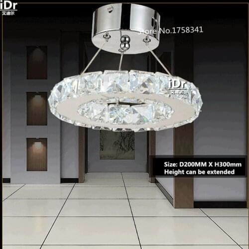 Diameter 200MM 9W LED k9 Crystal Chandelier Stainless steel Ring Crystal Lamp Fixture Modern Circle Light 0109