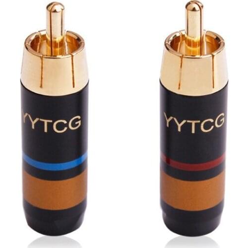2PCS RCA Male Jack Speaker Terminal Audio Connector Copper Gold Plating RCA Cables Socket RCAAcoustics Adapter Hifi