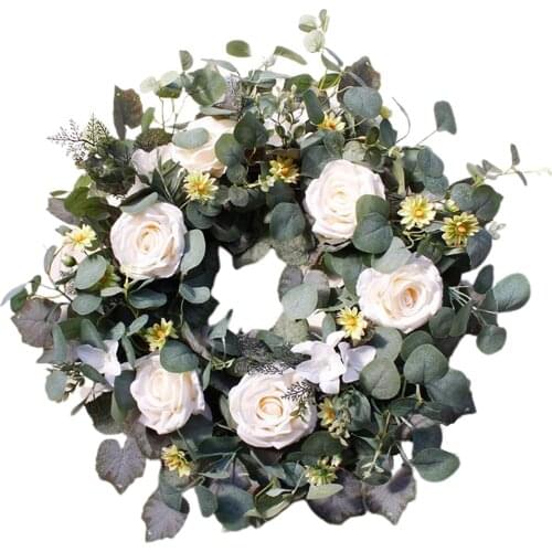 22" Eucalyptus Wreath Front Door Greenery Garland Easter Spring Window Decor