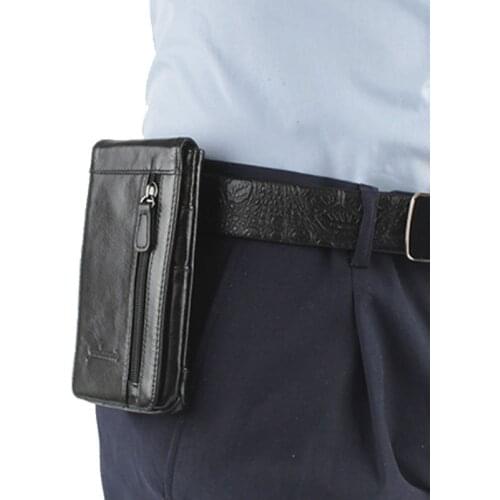 Hot Sale Men Leather Waist Bag Cell/Mobile Phone Case Card Holder Purse Pouch Hook Belt Skin Cowhide Fanny Pack