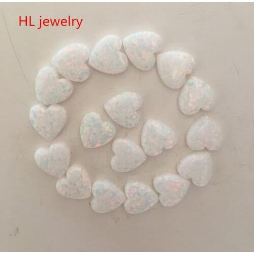 Hill-san Lotus 10/12mm Opal Synthetic Fire White Opal Heart For DIY Jewelry