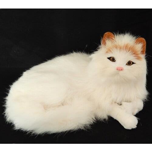 Lovley simulation yellow head cat doll polytene & fur lying cat toy home furnishing gift 22x10x15cm 0729