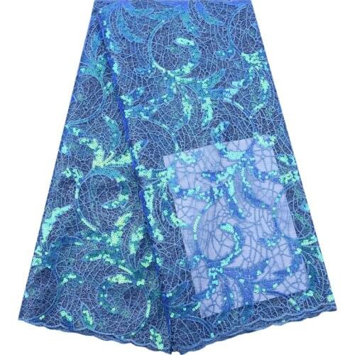 Kalume African Lace Fabric 5 Yards Sky Blue High Quality Lace Tulle French Embroidered Mesh Lace Fabric For Wedding Party 1829