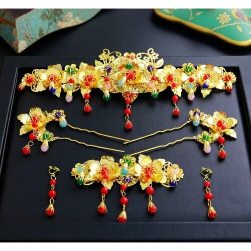 Chinese wedding bride headdress costume cheongsam Wedding Suit Coronet hair accessories