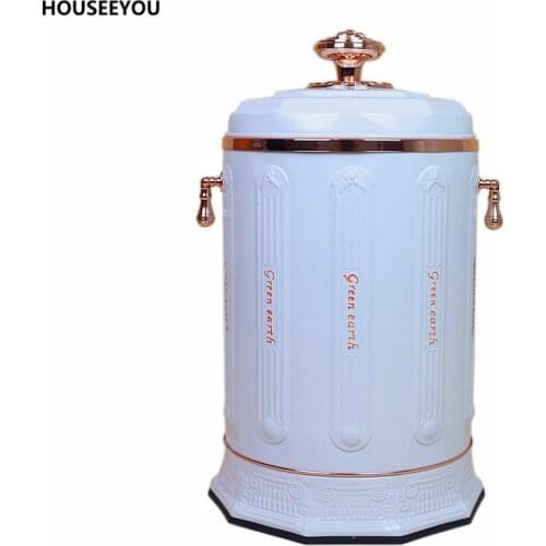 10L Portable European Gaebage Stainless Steel Embossed Waste Bins Advanced Storage Bucket Creative Fashion Household Trash Can