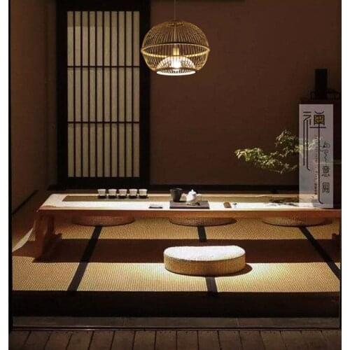 Creative personality tea room chandelier Zen lamp new Chinese restaurant study balcony lamp B&B hotel bamboo lamp