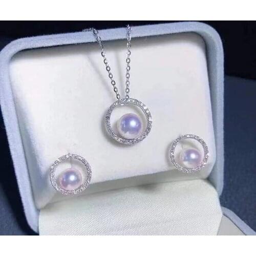 Circle 925 Sterling Silver Pendant Earrings Mountings Findings Base Jewelry Set Mount Settings Parts for Pearls Beads Crystal