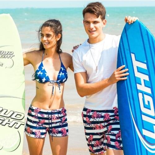 Summer beach honeymoon vacation couples swimwear men women swimsuit sunga sports surfing swim trunk boxers beach board shorts