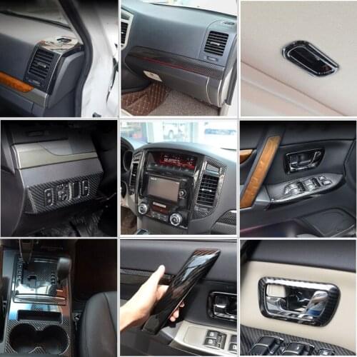 LHD! Fit for Mitsubishi Pajero Shogun V80 2007-2019 Carbon Fiber Printed Interior Accessories Kit Decoration Cover Trim 22pcs