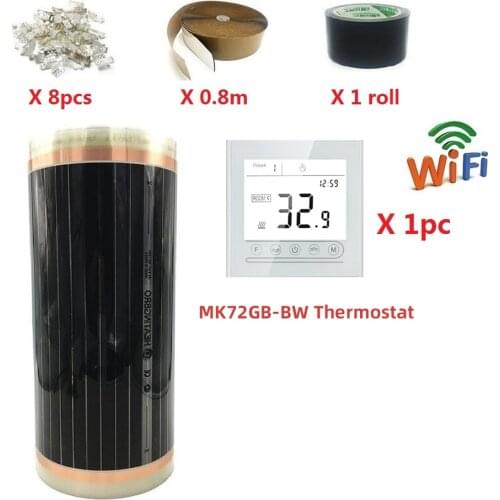 MINCO HEAT High Quality 50cm width 4m2 Carbon Warm Floor Infrared Film With Thermostat for Underfloor Heating 50cmX8m