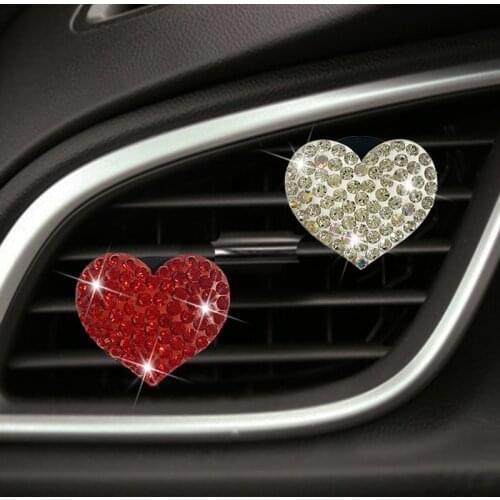 Mini Heart Shape Car Decoration Interior Flavoring For Car Aroma Diffuser Auto Outlet Perfume Clip Bling Car Accessories Girls