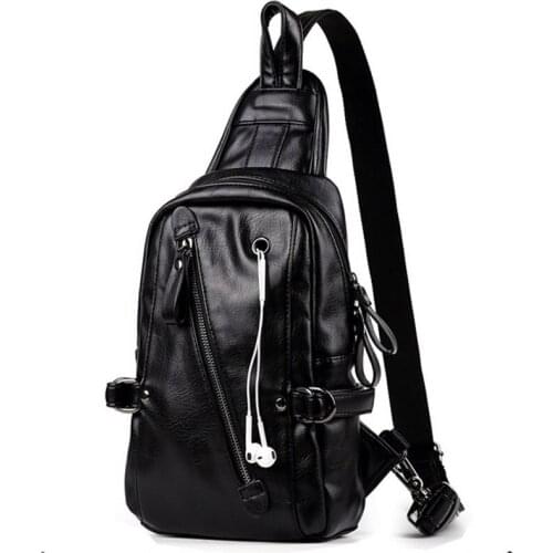 Fashion Men Street youth Leather Cross Body Chest Bag Top Quality PU Leather Casual Messenger Shoulder Bag Handbags