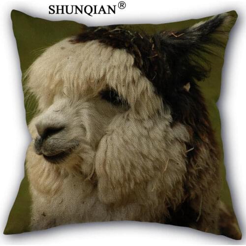 Custom alpaca pillowcase Custom Cotton Linen Throw Pillow Cover Pillowcase Customize 45x45cm one side