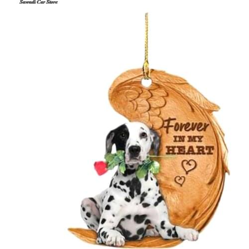 Forever In My Heart Dog Rose Flower Keychain Creative Acrylic Car Rearview Mirror Decoration Remembering Keychain Bag Auto New