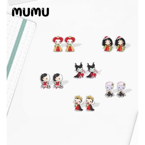 2021 New Christmas Mistresses of Evil Stud Earring Queen Epoxy Jewelry Resin Acrylic Earrings Handmade Gifts Fans