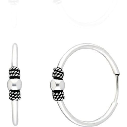 Sterling silver oxidized Ring Earrings 17mm