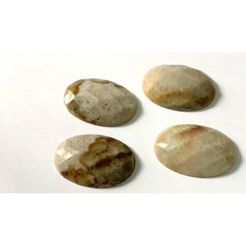 Wholesale 1pcs Natural Coral Fossils Jaspers Bead Cabochon Jewelry Ring Face 20x30mm Faceted Oval Gem stone Beads Cabochon