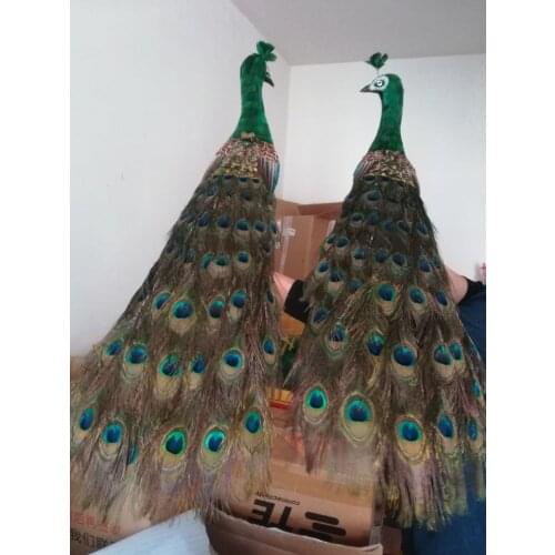 A pair of green neck peacock models foam&feather real life peacock dolls gift about 80cm xf2654