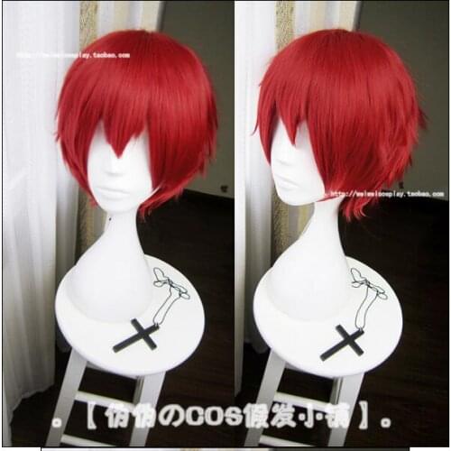 Anime Assassination Classroom Akabane Karma Cosplay Wig Short Flame Red Heat Resistant Synthetic Hair Wigs + Wig Cap