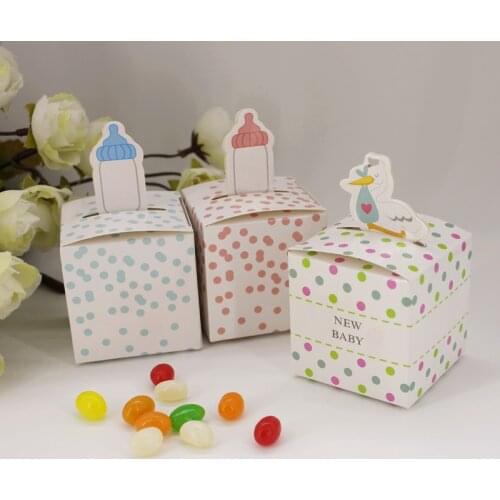 Birthday Baby Shower Party Favors bottle blue pink folding box to send birds celebrate the box Christening Boy Girl Gift Boxes