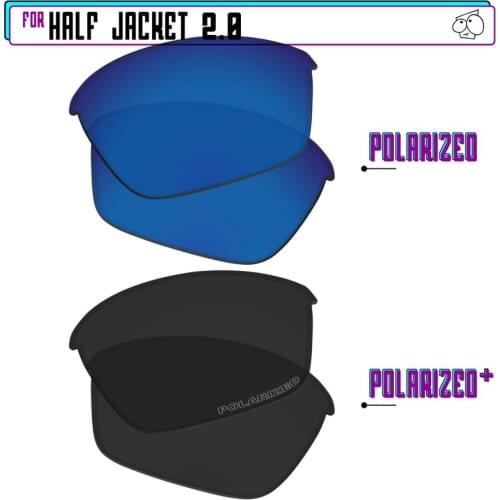 EZReplace Polarized Replacement Lenses for - Oakley Half Jacket 2.0 Sunglasses - BlackPPlus-SapphireP