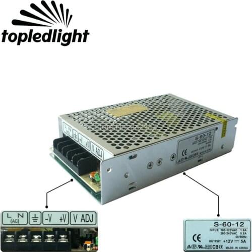 Portable Lighting Accessories DC12V 5A 60W Universal Regulated Switching Power Supply For CCTV Cameras Led Strip Home Appliances
