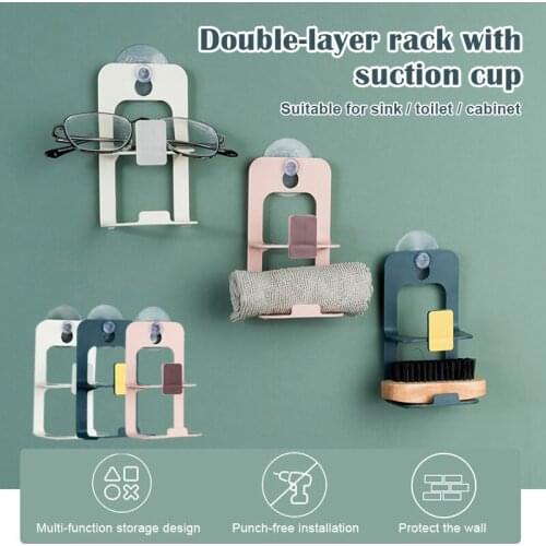 Sink Draining Brush Sponge Cleaning Cloth Rack Washing Holder Tidys Double Layers Stand Kitchen Supplies ALI88