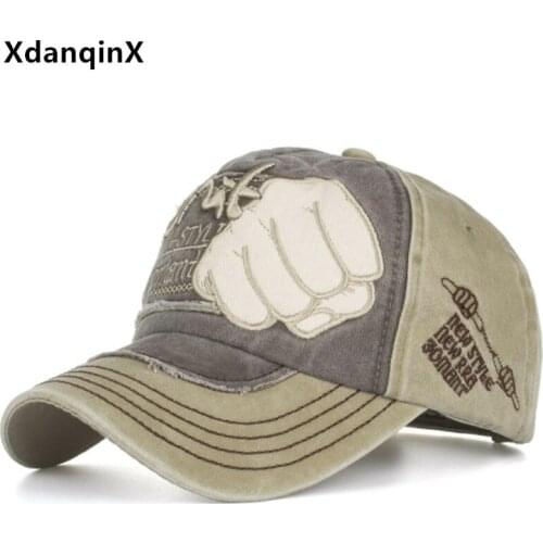 XdanqinX Snapback Cap Men Women Washed Cotton Baseball Cap Novelty Retro Letter Embroidery Sports Cap Adjustable Size Couple Hat