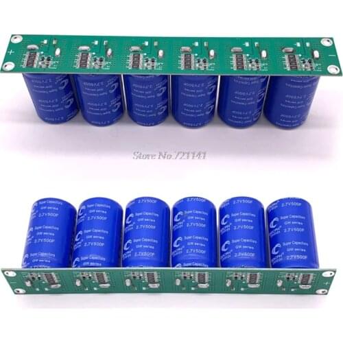 Super Farad Capacitor 16V 83F 6PCS 2.7V 500F Flat Angle Electrolytic Capacitor with Protection Board Single Row Ultracapacitor