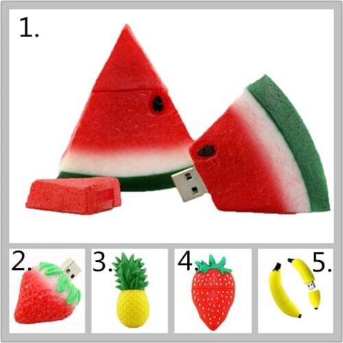 Cartoon Watermelon Fruit USB Flash Drive 64GB Banana/Stawberry USB 2.0 Pen Drive 64GB Pendrive Memory Disk 32G 16G 8GB USB Stick