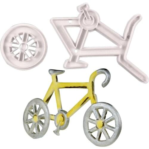 Bicycle Cookie Cutter Plastic Biscuit Cut Mold Baking Fruit Cut Cake Mold Embossing Printing Die