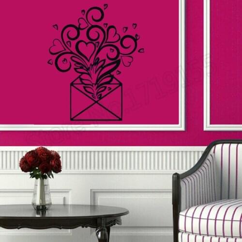 YOYOYU Wall Decal Envelope Message of Love Valentines Day Heart Wall Stickers Vinyl Wall Sticker Art Mural Interior DesignZW285
