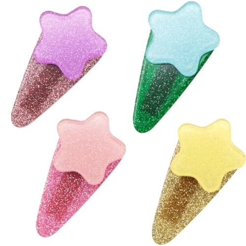 10pcs/lot Glitter Cute Star Heart Pattern Sweet Color Hair Clips DIY Handmade Barrette Shiny Kids Jewelry Accessories,10Yc18716