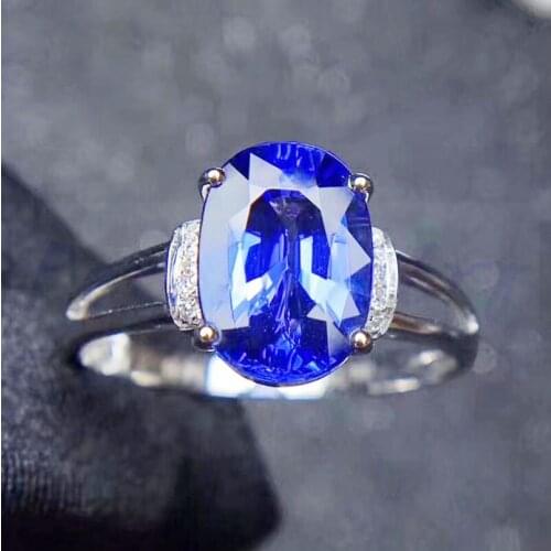Natural real blue sapphire ring Per jewelry 925 sterling silver 5*7mm 1ct gemstone Fine jewelry Women rings J212032