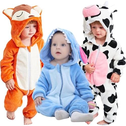 2021 Winter New Born Baby Clothes ropa bebe Fox Cow Pajamas Boy Rompers Kids Panda Costume For Girl Infant Jumpsuit 3 9 12 Month