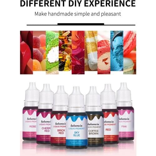 10ml 24 Colors Liquid Pigment for Lip Gloss DIY Manual Soap Colorant Handmade Bath Bomb Dyes For Soap Lipgloss Making Coloring