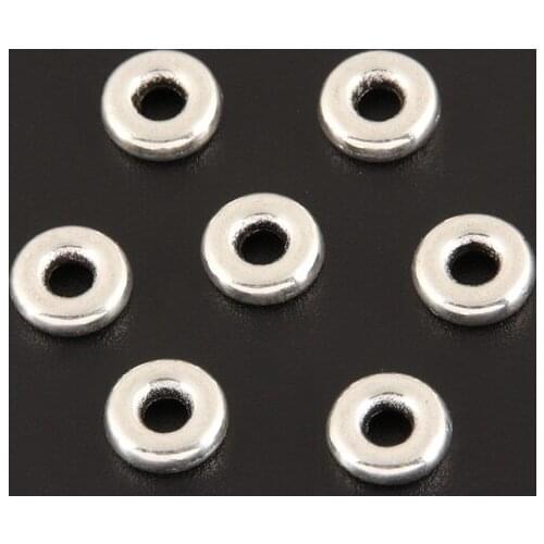 100pcs Silver Color 0.6mm Flat Spacer Beads Charms Round Pendant DIY Handmade Jewelry Making Accessorie